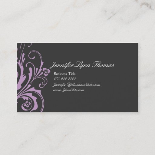 Customizable Lavender and Gray Chic Flourish Business Card Template