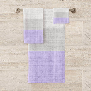 Lavender and Gray Crosshatch Pattern, Bath Towel Set