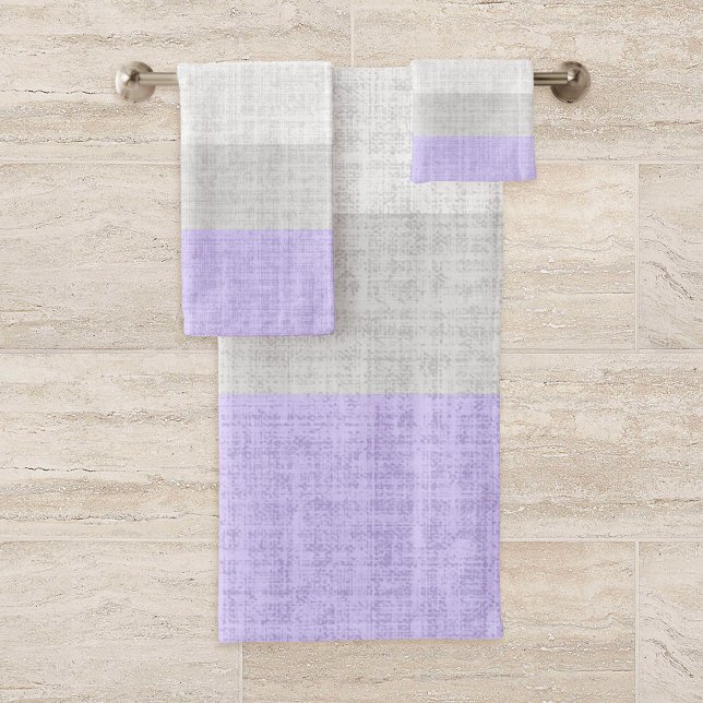 Lavender and Gray Crosshatch Pattern, Bath Towel Set (Creator Uploaded)