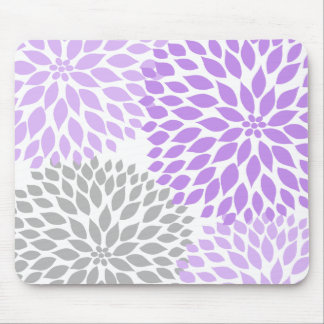 Lavender and gray dahlia desk office accessory mouse pad