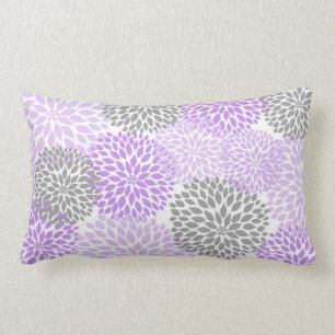Lavender and Gray Dahlia / Mums rectangular pillow