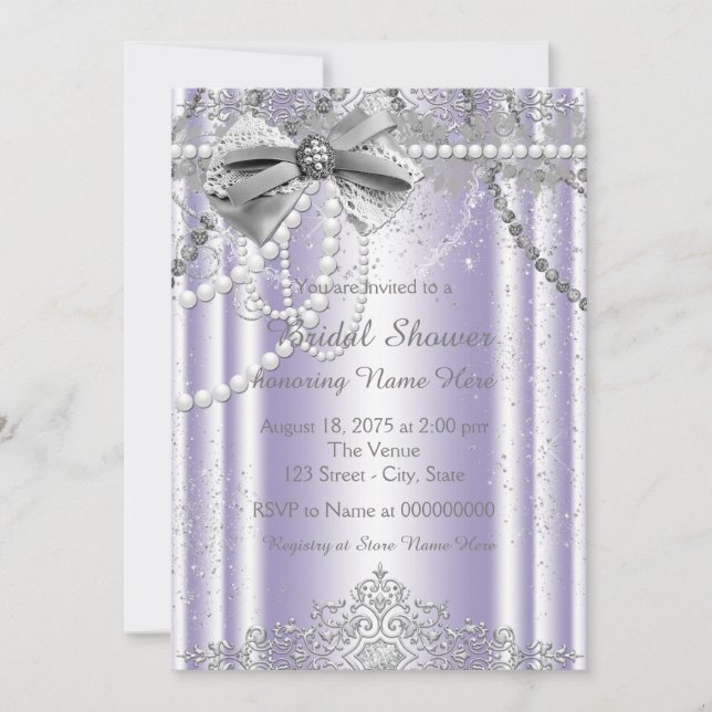 Lavender and Gray Pearl Bridal Shower Invitation (Front)