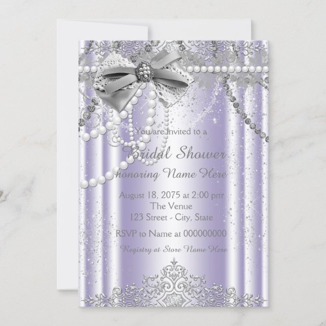 Lavender and Gray Pearl Bridal Shower Invitation (Front)