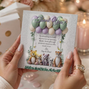 Lavender and Green Baby Shower Flat Thank You Card