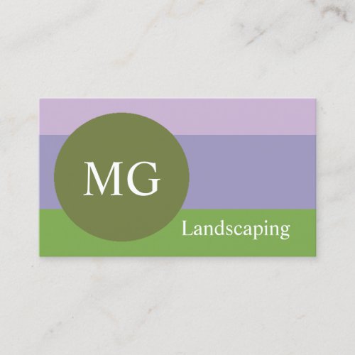 Lavender and Green Color Palette Round Monogram Business Card