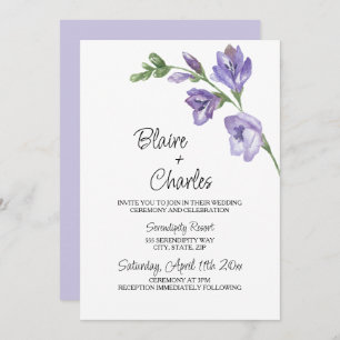 Lavender and Green Floral Wedding Invitation