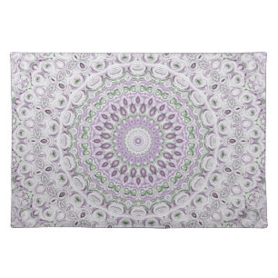 Lavender and Green Mandala Pattern Design Cloth Placemat