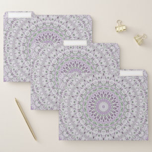 Lavender and Green Mandala Pattern Design File Folder