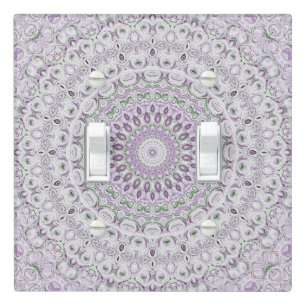 Lavender and Green Mandala Pattern Design Light Switch Cover