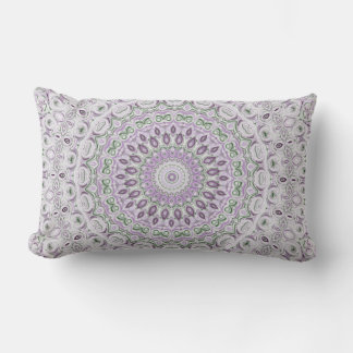 Lavender and Green Mandala Pattern Design Lumbar Pillow