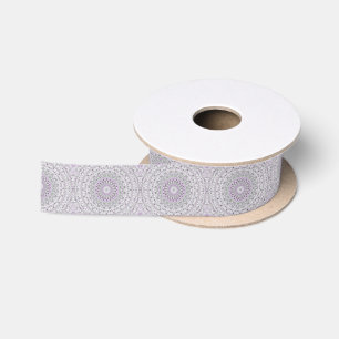 Lavender and Green Mandala Pattern Design Satin Ribbon