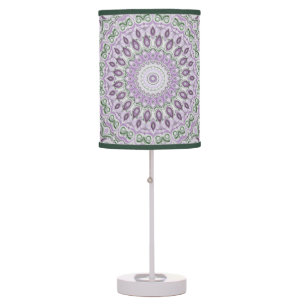 Lavender and Green Mandala Pattern Design Table Lamp