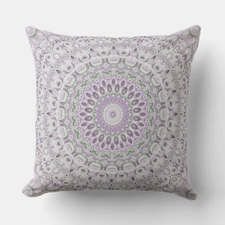 Lavender and Green Mandala Pattern Design Throw Pillow