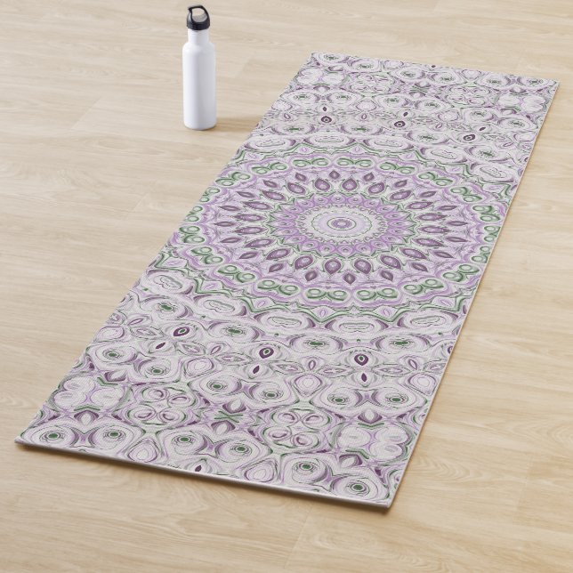 Lavender and Green Mandala Pattern Design Yoga Mat (In Situ)
