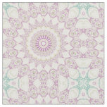 Lavender and Green Pastel Mandala Pattern Design Fabric