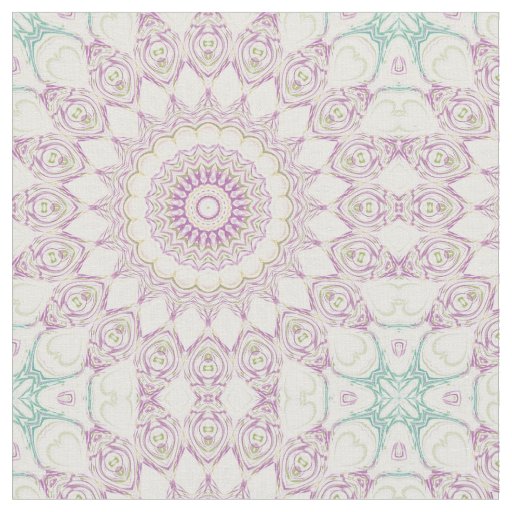 Lavender and Green Pastel Mandala Pattern Design Fabric