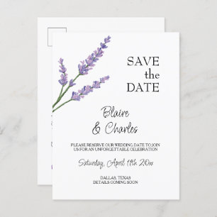 Lavender and Green Postcards Save the Date Card