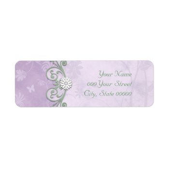 Lavender And Green Spring Floral Wedding Label by MHDesignStudio at Zazzle