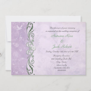 Lavender and Green Spring Floral Wedding Reception Invitation