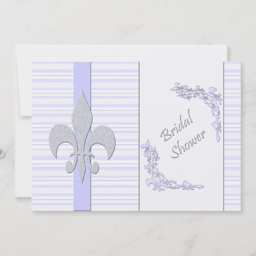 Lavender and Grey Fleur de Lis Bridal Shower Personalized Invites