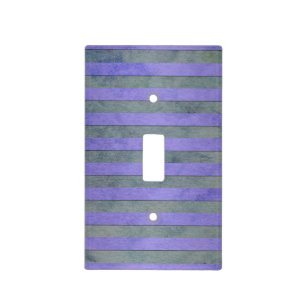 Lavender and Grey Watercolor Stripes Pattern Light Switch Cover