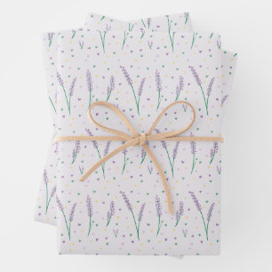 Lavender and Hearts Pretty Feminine Wrapping Paper Sheets