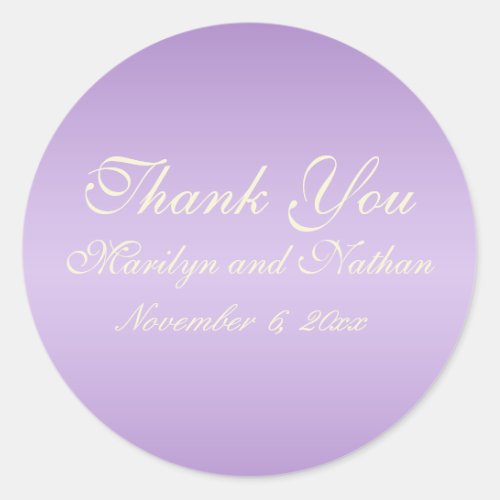 Lavender and Ivory 15 Round Thank You Sticker