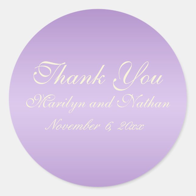 Lavender and Ivory 1.5" Round Thank You Sticker (Front)