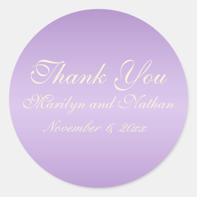 Lavender and Ivory 1.5" Round Thank You Sticker (Front)