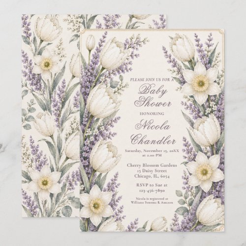 Lavender and Ivory Baby Shower Invitation