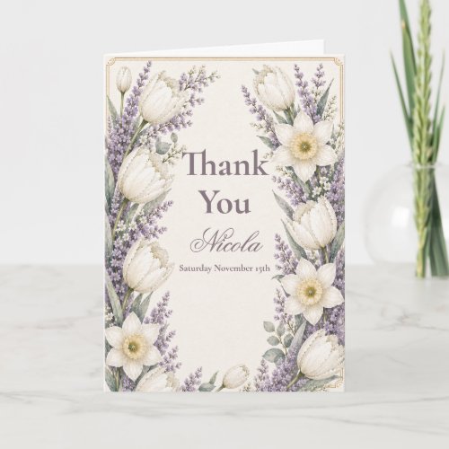Lavender and Ivory Bridal Shower Thank You Card