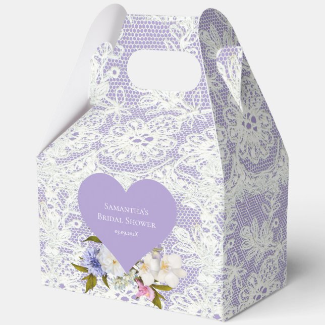 Lavender and Lace Bridal Shower Favor Boxes (Front)