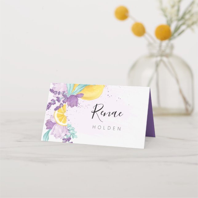 Lavender and lemon place card, fresh food label card (Front)