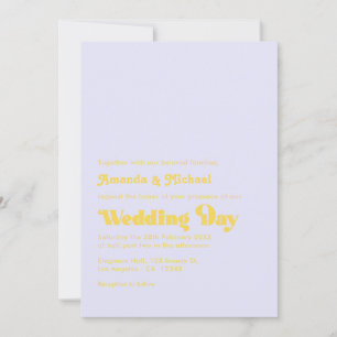 Lavender and Lemon Zest Retro Typography Wedding Invitation