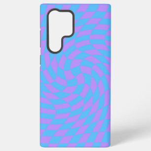 Lavender and Light Blue Checkered Pattern Samsung Galaxy S22 Ultra Case