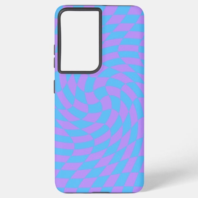 Lavender and Light Blue Checkered  Pattern  Samsung Galaxy Case (Back)