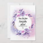 Lavender and Light Purple Rose Watercolor Save The Date
