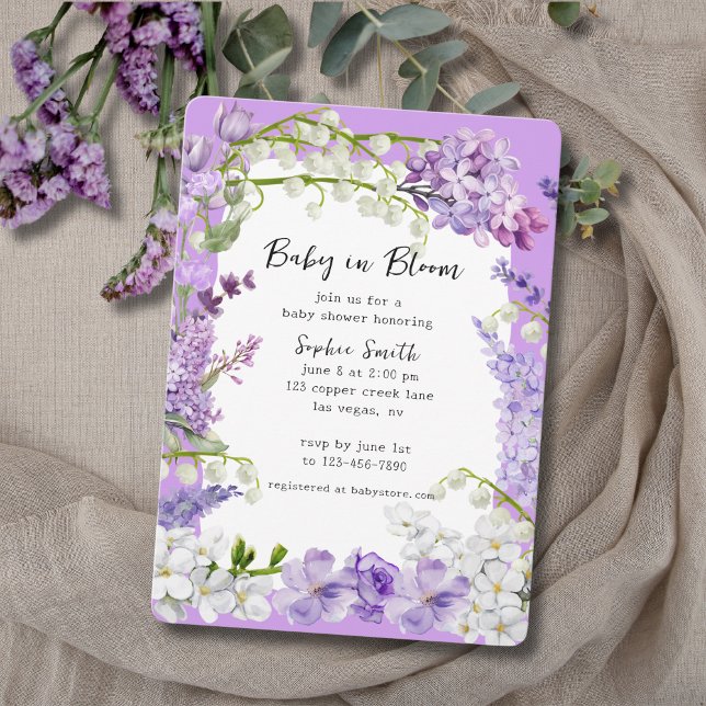 Lavender and Lilac Boho Baby In Bloom Baby Shower Invitation (Creator Uploaded)
