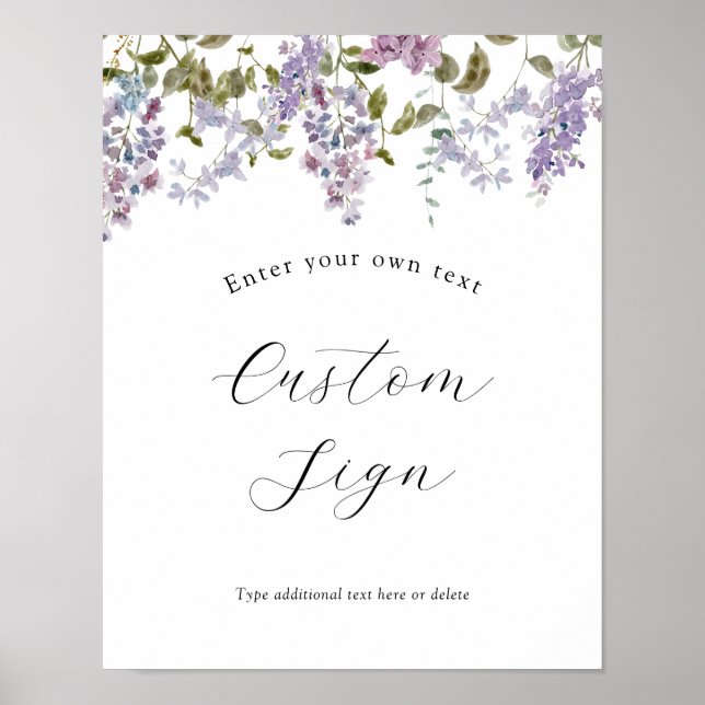 Lavender and Lilac Flowers Custom Text Sign (Front)