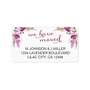 Lavender and Lilac Flowers We Have Moved Address Label