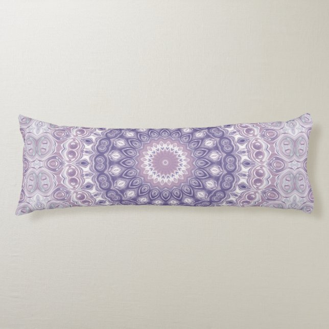 Lavender and Lilac Mandala Pattern Body Pillow (Front)