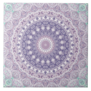 Lavender and Lilac Mandala Pattern Ceramic Tile