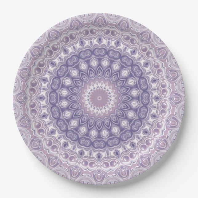 Lavender and Lilac Mandala Pattern Paper Plates (Front)