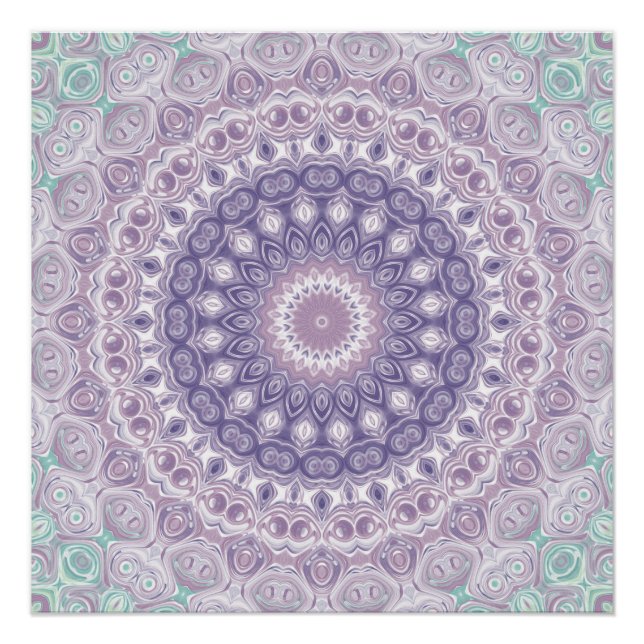 Lavender and Lilac Mandala Pattern Poster (Front)