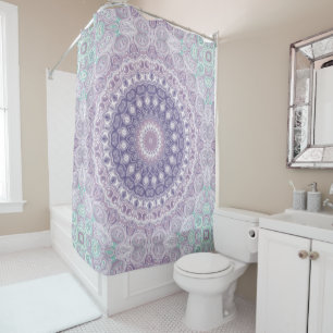 Lavender and Lilac Mandala Pattern Shower Curtain