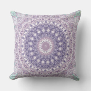 Lavender and Lilac Mandala Pattern Throw Pillow