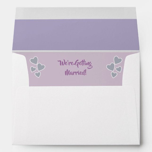 Lavender and Lilac Wedding with love hearts Envelope (Back (Bottom))