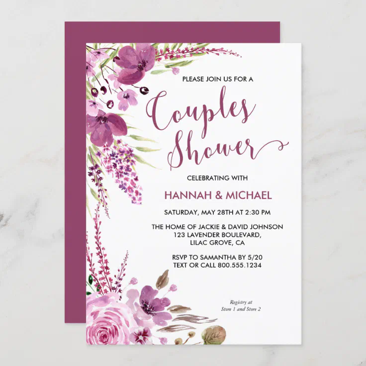 Lavender And Lilacs Floral Couples Shower Invitation Zazzle