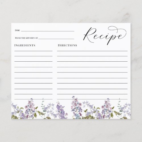 Lavender and Lilacs Recipe Card