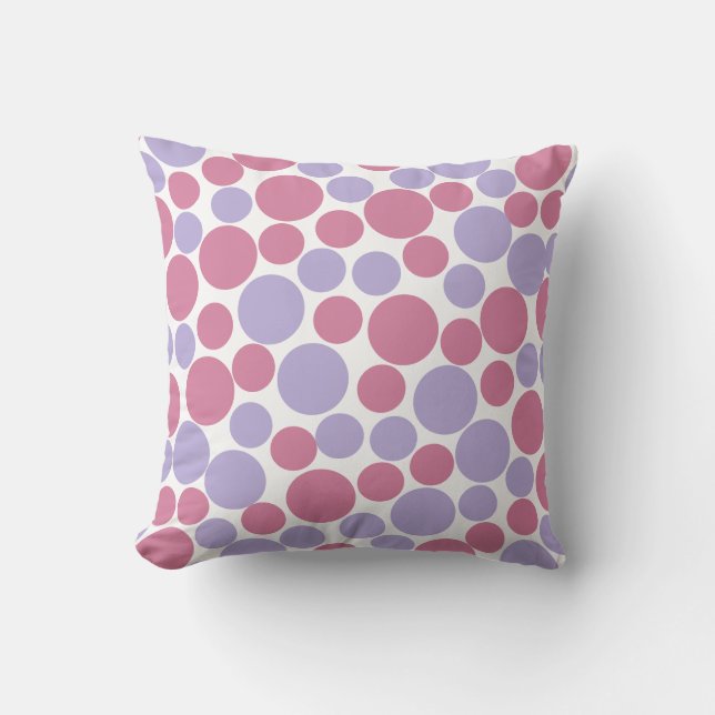 Lavender and Matte Pink Circle Pattern Throw Pillow (Front)